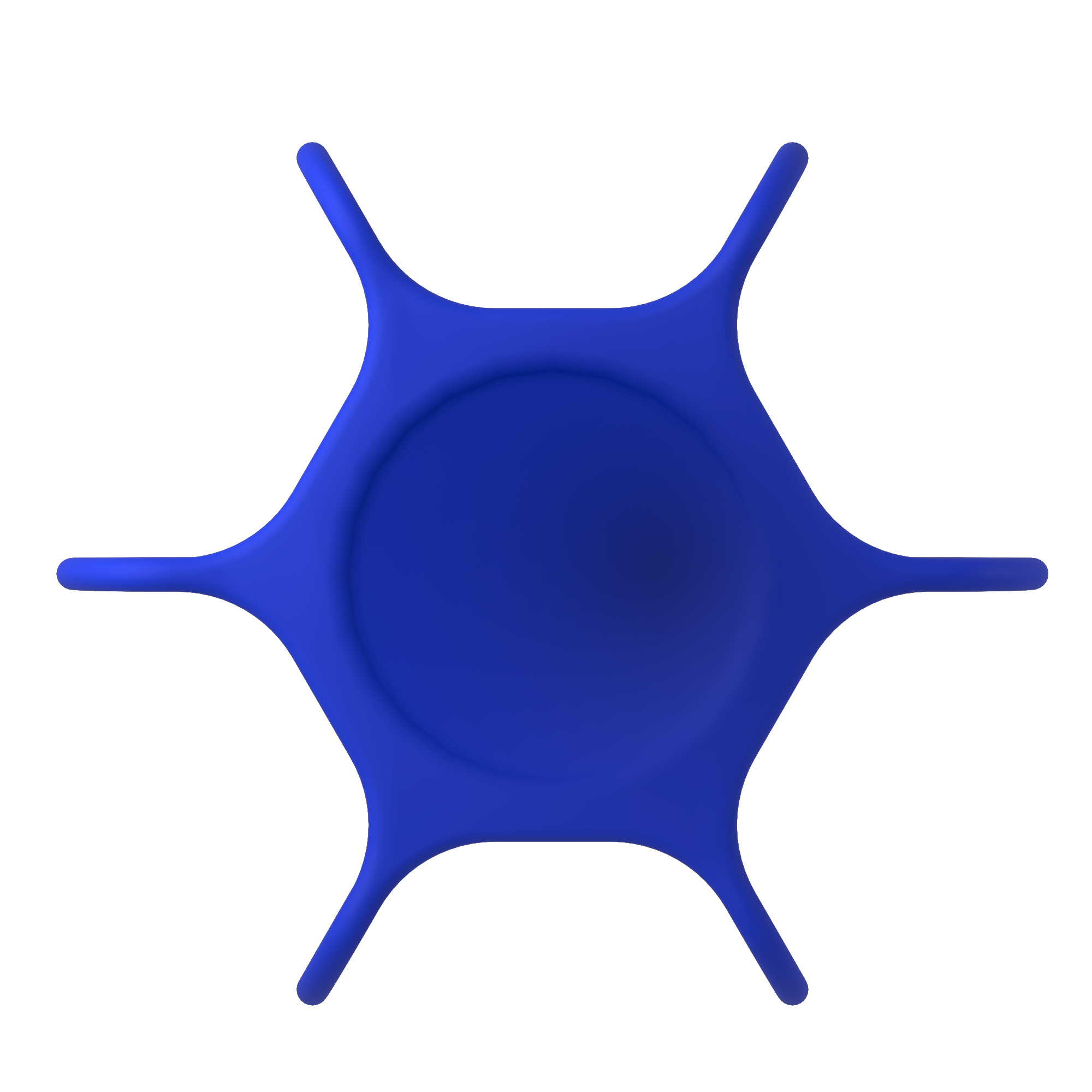 Fidgr, the six-arm shape, viewed from the front